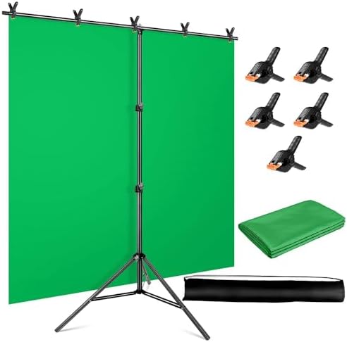 EMART Green Screen Backdrop With T-shape Stand, 1.5x2m Greenscreen With