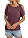 EasyGala Womens Summer Cold Shoulder Tops Banded Bottom Boat Neck T Shirts Sexy Casual Off Shoulder Tops Loose Fit Short Sleeve Clothes 2026 Burgundy Large