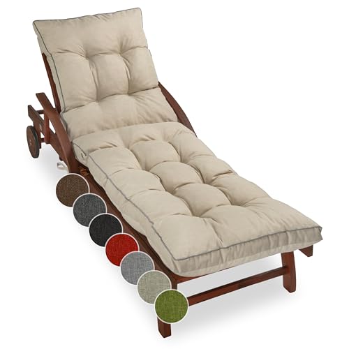 sunnypillow Cousisn Chaise Longue pour Jardin Extra épais 13 cm - Matelas de Bain de Soleil 200 x 60 cm - Extérieur, Imperméable, Résistant aux UV -...