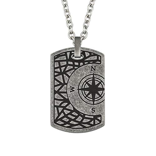 s.Oliver Collana con ciondolo da uomo in acciaio inox con ciondolo a bussola.