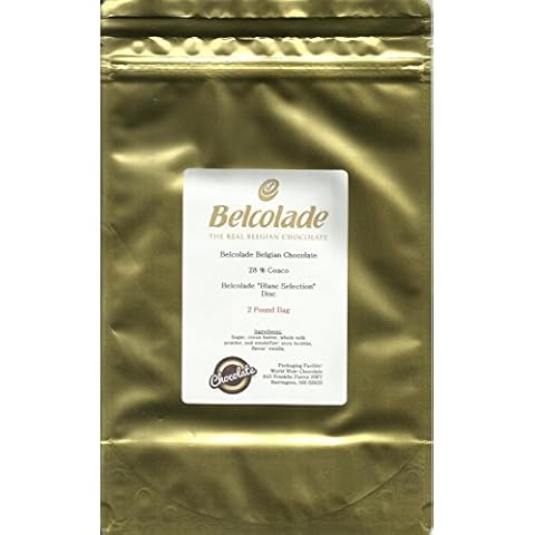 Belcolade Belgian Chocolate - White Chocolate Discs, "Blanc Selection", 28.0% Cocoa, Gold Bag, 2 Pound Bag Cover