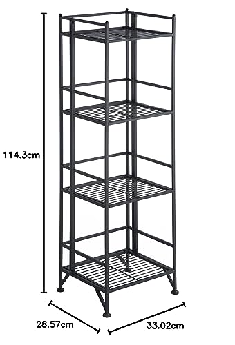 Image of Convenience Concepts Xtra Storage 4 Tier Folding Metal Shelf, Black
