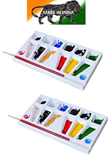 CARIZO Kalakaar Combo Rectangle Light Weight Colour Mixing Palette for Oil Acrylic or Watercolour Paints (Set of 2)
