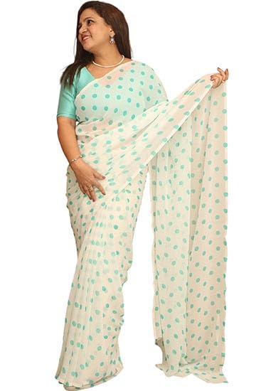luxurion world trendy georgette polka dot saree for women is lightweight and elegant, perfect for parties and festive occasions. Includes a plain matching 80 cm blouse piece.-picture-53