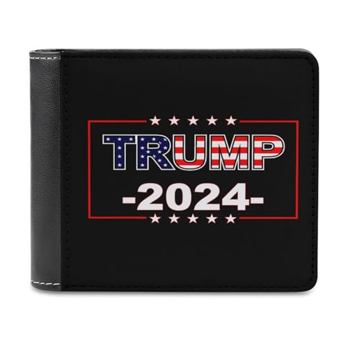 Trump 2024 USA Flag Men's Leather Bifold Wallet Slim Minimalist Front Pocket with Credit Card Holder Wallet Purse, style