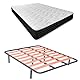 DUÉRMETE ONLINE Komplettes Bett mit wendbarer Taschen-Visko-Matratze (Winter/Sommer) + Lattenrost mit Beinen, legierter Stahl, Grau, 135 x 190 cm