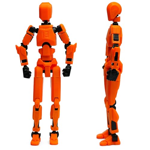 Image of Dummy 13 Action Figure Robot | Fully Articulated 3D Printed Robot Toy | 5.4-inch Collectible Figurine Matte Finish| Unassembeled (Orange-Black)
