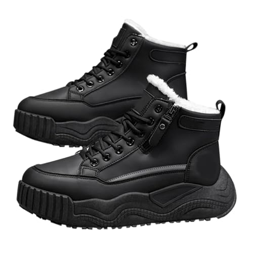 Zapatillas Altas Hombre Botas de Nieve Plataforma Cordones Forro de Felpa Caliente Botas de Senderismo Suela Antideslizante Moda Zapatos Casual Otoño Invierno, Le Noir, 41 EU