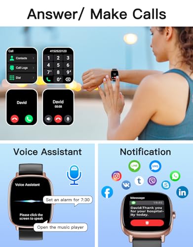 Image of Smart Watches for Men Women with GPS Built-in, Answer /Make Calls, 1.95 inch Smartwatch for iPhone /Android Phones, Fitness Watch with Heart Rate /Sleep Monitor 100+ Sports Modes Waterproof (Black /Gold)