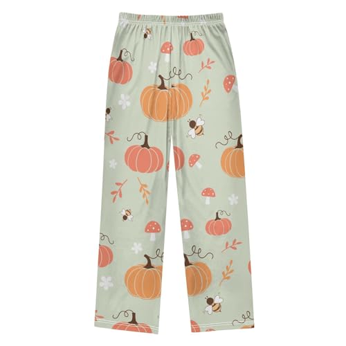 Pumpkin and Bee Boys Pants Boys Athletic Pants Long Pant for Boywith Pockets Wide-Leg Size 6-14Y2