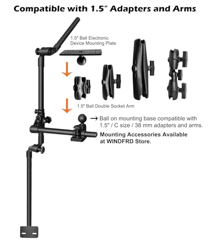 Image of Livescope Transducer Pole Mount for Kayak, Live Sonar Transducer Mount, Compatible with Garmin LVS34, Lowrance, Compatible with RAM Mounts C Size /1.5'' Double Socket Arm (Foldable Extension)
