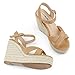 JOY IN LOVE Women's Wedge Sandals Platform Espadrilles Heels Ankle Strap Open Toe Buckle Sandals 4071 Beige US7.5