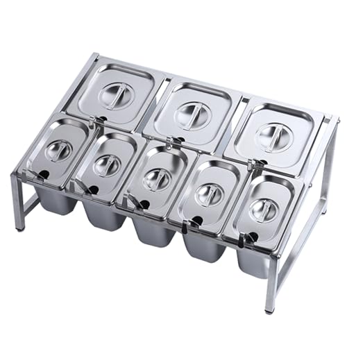 Estante organizador de especias expandible, estantes comerciales de acero inoxidable para condimentos de cocina, bufés de cocina, dispensador de alimentos para condimentos, salsas, ensaladas