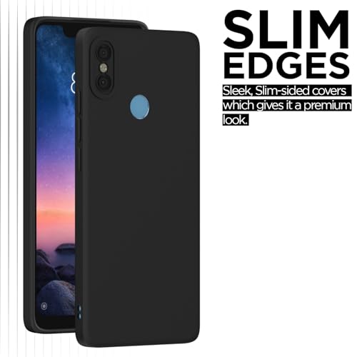 Image of Outlouders Back Cover for Redmi Note 6 Pro | Camera Protection | Durable Soft Matte Silicone Bumper Case (Black)