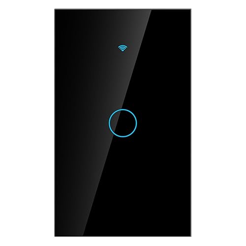 Interruptor inteligente de 1 vía Control de luz de pared táctil (negro de EE. UU.)