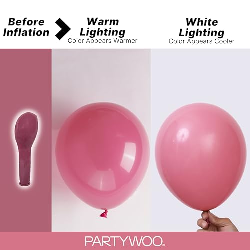 Image of PartyWoo Mauve Balloons 140pcs Different Sizes of 18 12 10 5 Inch Dusty Pink Rose Blush Boho Netural Balloon Arch Kit Garland for Baby Shower Wedding Engagement Birthday Party Decorations Pink-F02