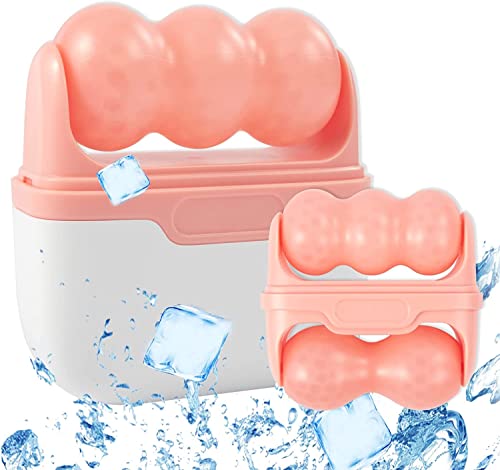 Ice Roller for Face & Eye, Face Massager Roller with 2 Heads for Relief Eye Puffiness, Migraine, Pain, Minor Injury, Facial Skin Care Tools for Women (Pink)