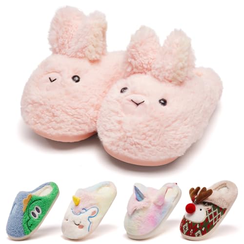 Guyarns House Shoes for Kids Unisex Toddler Bunny Slippers Girls Boys Christmas Slippers Plush Warm Bedroom Big Kids Indoor Shoes(EVA Bunny 220)