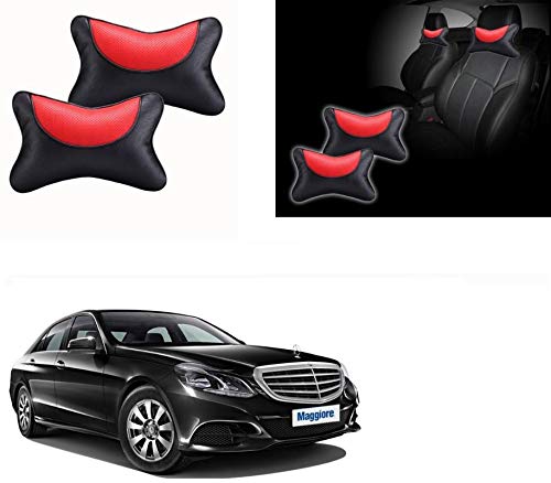 Auto Pearl Make Black and Red Designer Car Neck Rest Pillow Compatible with- E 200