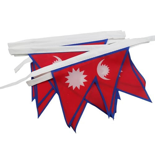 Image of AZ FLAG Nepal 6 meters BUNTING Flag 20 flags 9'' x 6'' - Nepalese STRING flags 15 x 21 cm