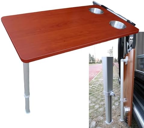 Compact Folding Side Table with Extendable Legs & Cup Holders - Perfect Space-Saving Solution for RVs, Boats, Campers & Outdoor Activities