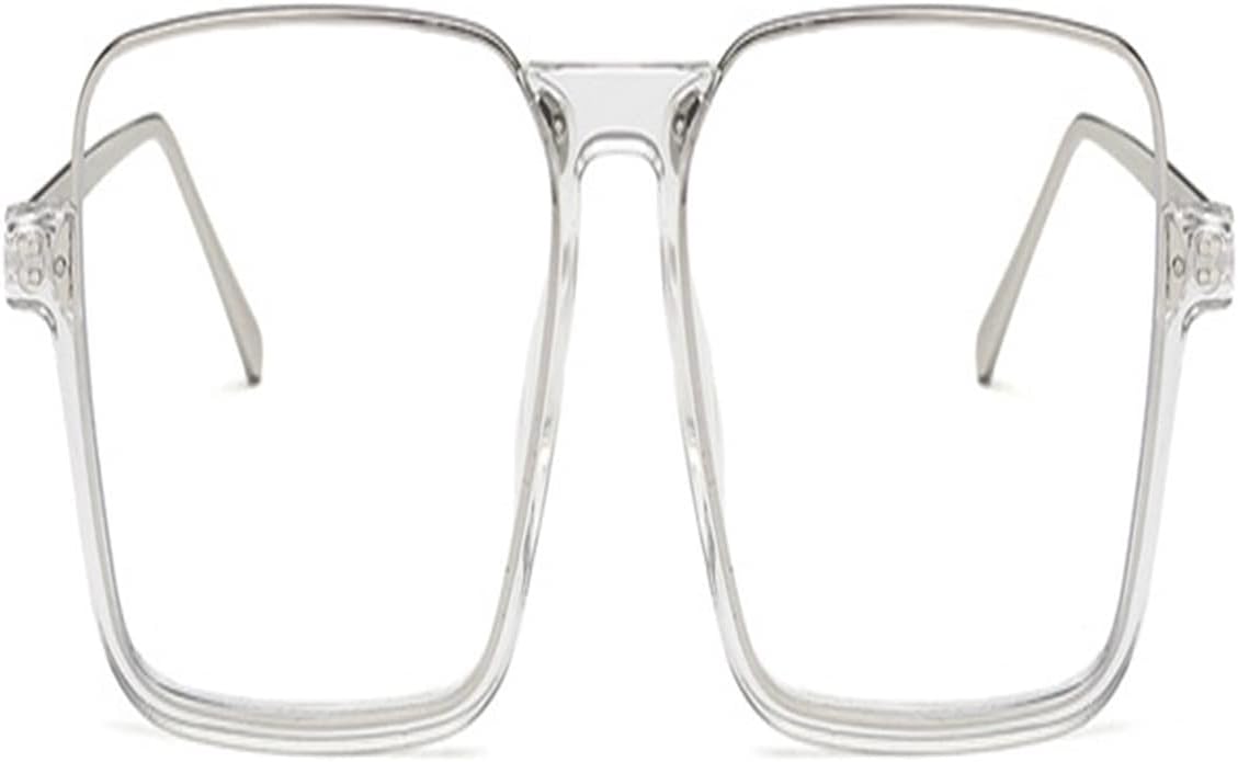 Women Oversized Square Glasses Vintage Metal Half Frame Transparent Optical Frame Eyeglasses Glasses Frames