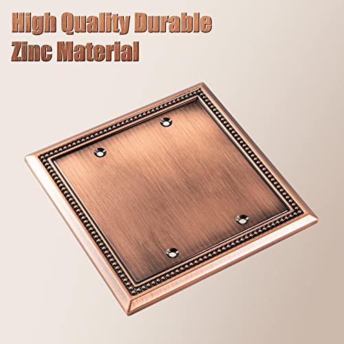Image of Henne Bery Sunken Pearls Heavy Duty Decorative Wall Plate Switch Plate Outlet Cover (Double Blank, Antique Copper)