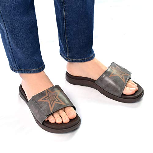 Kuailu Mens Orthotic Leather Sandals Plantar Fasciitis Arch Support Athletic Slide Sandals For Men Adjustable Comfort Slippers With Soft Cushioning For Outdoor #TOP3