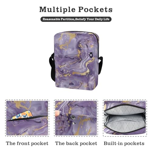 Marble Stone Purple Gold mens messenger bag crossbody over the shoulder bags for men Casual Purse Adjustable Strap for Shopping Outdoor Daily2