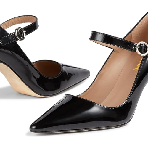 Maiyang Women Closed Pointed Toe Mary Jane Pumps Circle Buckle Stiletto High Heels Dress Prom Dating Office Shoes Size 4-16 US3