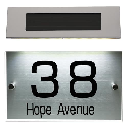 GARIOUANS Lampe Solaire pour Numéro de Maison 18 LED Bicolores Panneau Lumineux Extérieur Étanche Éclairage Automatique Crépusculaire pour Adresse Visible Nuit Éclairage LED Solide pour