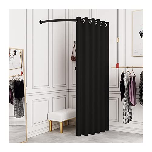 Gdmokle Cabine D'Essayage Mobile, Portable Magasin Vêtements Noir Vestiaire, Forme De C Rail Montage Mural Dressing pour Centre Commercial, Bureau et Chambre