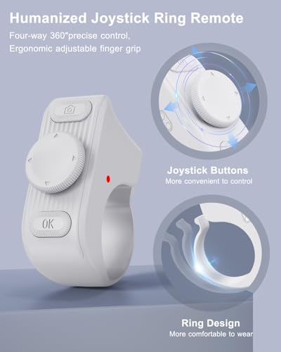 Image of [New Upgrade, Easy to Use] TikTok Scrolling Ring Remote Control, Camera Shutter Remote, Wireless Bluetooth Scrolling Ring for iPhone, iPad, iOS, Android - Light White