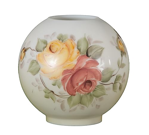 Image of B&P Lamp Hand Painted Opal Ball Shade, Victorian Roses Scene
