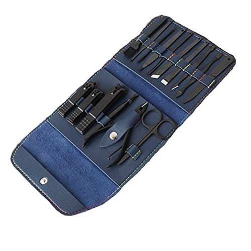 HONGYIFEI2021 Nagelset Professionelle Schwarze Nagelclipper Set 16 stücke Edelstahl Maniküre Pediküre Trimmer Scissor…