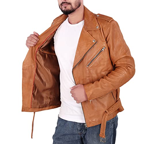 Image of Men Leather Jacket - Lambskin Winter Vintage Motorcycle Biker Jacket, Coat Soft & Stylish Moto Ride & Racing Jacket's