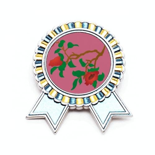 Broche fleur rouge et verte en métal M : l'accessoire idéal pour égayer vos blazers de bureau