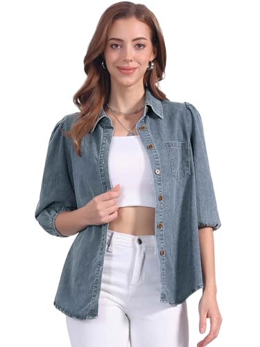 Chemise en jean Allegra K à manches 3/4 : votre alliée style du bureau au weekend