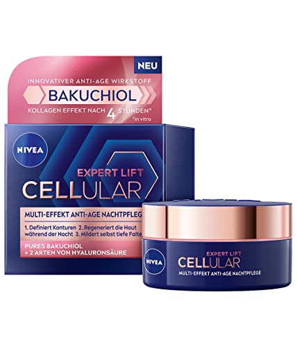 NIVEA Cellular Expert Lift Multi-Efecto Cuidado de Noche Anti-Age, Crema de Noche hidratante para una Piel más joven, Crema Facial Anti-Age con Ácido Hialurónico