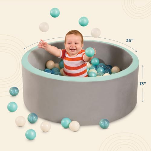 Image of B. toys Soft Foam Ball Pit with 100 Crush-Resistant Balls | Indoor foam ball pit with removable machine-washable cover, includes 1 pit and 100 crush-resistant balls, 12+ Months