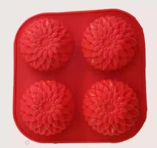 Silicone Flower Shape Soap Mould, 4 Cavity, Red | Dahlia Design, DIY Soap Making, Reusable Mould, Easy Demoulding, Handmade Crafts-image-14