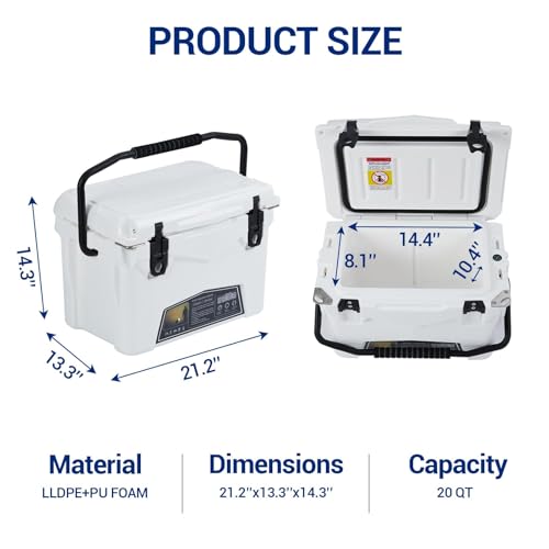 Portable Ice Chest Cooler Box, Heavy Duty Insulated Small Camping Cooler with 5-Day Ice Retention, for Beach, BBQ, Fishing, Picnics & Outdoor Adventures - Thumbnail 2