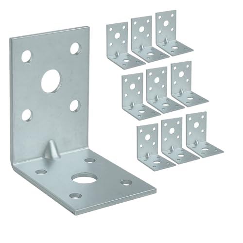 OMIDEAS 10 x Escuadra para cargas pesadas (50 x 50 x 35 x 2) Conector en ángulo Conectores angulares con reborde galvanizada