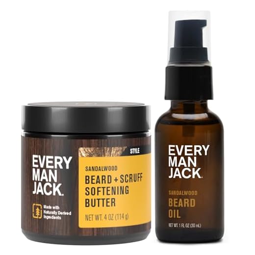 Every Man Jack Beard Oil & Scruff Softening Butter Bundle - Sandalwood Fragrance - Rejuvenates, Hydrates & Styles Dry Beards - Naturally Derived with Cocoa Butter and Shea Butter