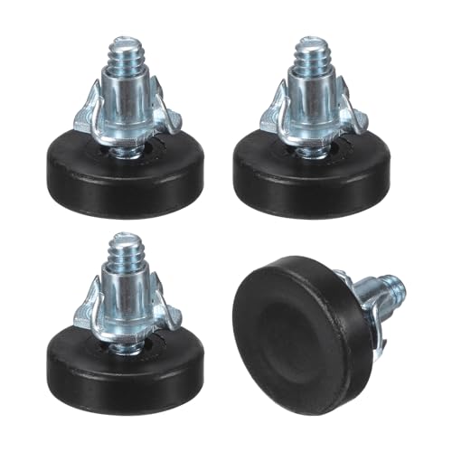 Image of M METERXITY 4-Pack Furniture Feet 1 /4 inch Thread w T-Nut Kit 1320LBS Black | Adjustable Furniture Levelers, Adjustable Leveling Feet Supports, for Tables /Cabinets /Large Base Supports