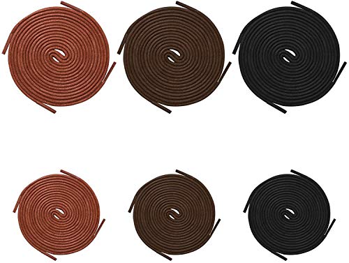 Fullsexy 6 Piezas Cordones Finos Redondos Algodón Encerados de Zapatos Botas Diámetro 2.7 mm