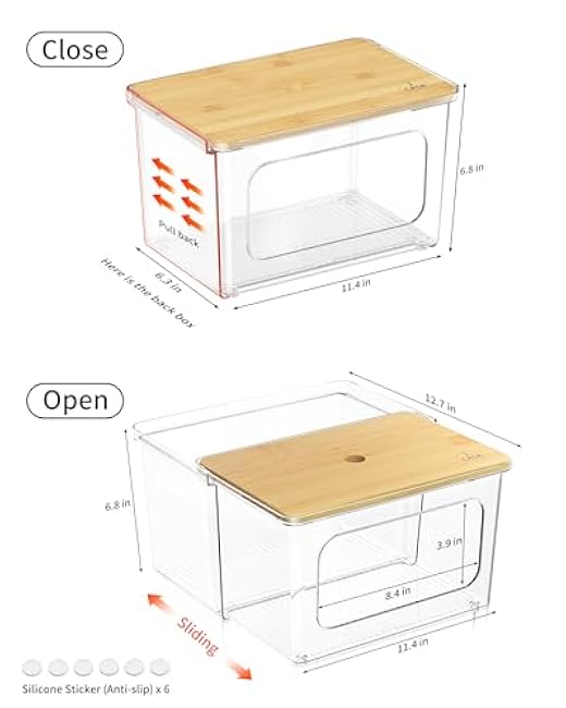 Trash Bag Dispenser Holder - 2 in 1 Clear Acrylic Plastic Garbage Bags Container With Bamboo Lid Storage Box for Kitchen Pantry Laundry Room Organization, Large Trash Bag Organizer Under Sink