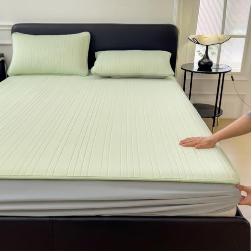WFXXZL Sábana Bajera refrescante de 30 cm de Profundidad, Ideal for Camas Individuales, Dobles y King Size. Suave y Transpirable.(Green,120 * 200cm)