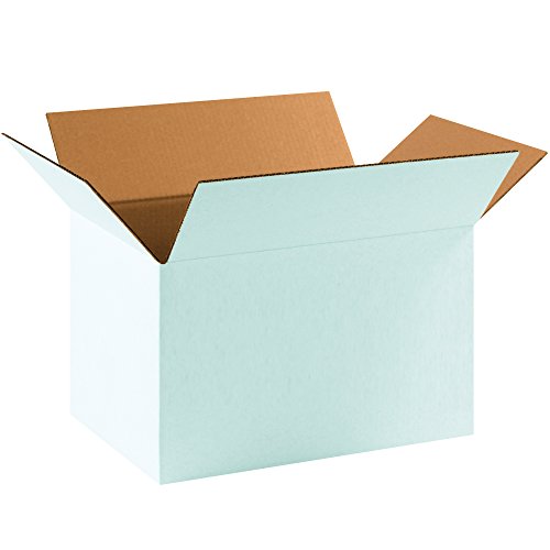 Image of Box USA 25 Pack of Corrugated Cardboard Boxes, 17 1 /4 inch L x 11 1 /4 inch W x 10 inch H, White, Shipping, Packing and Moving