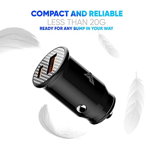 Image of DR VAKU USB C Car Charger, 38W Dual Port Fast USB Car Charger with Power Delivery & Quick Charger 3.0 Compatible with iPhone12 / 12 Pro /Max / 12 Mini /iPad Pro 2020,MacBook - Black